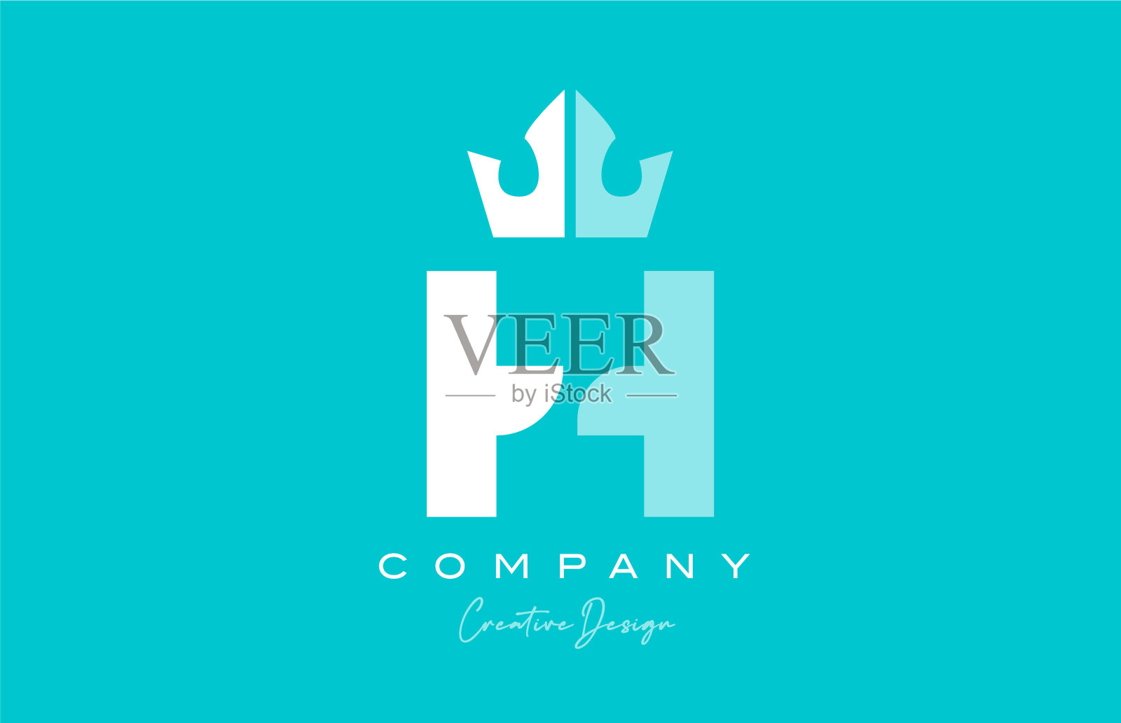 H蓝色粉彩字母标志图标设计插画图片素材