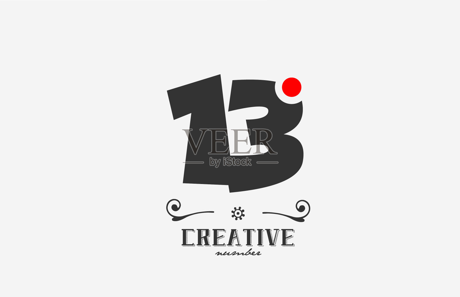 灰色13号标志图标设计与红点图标素材