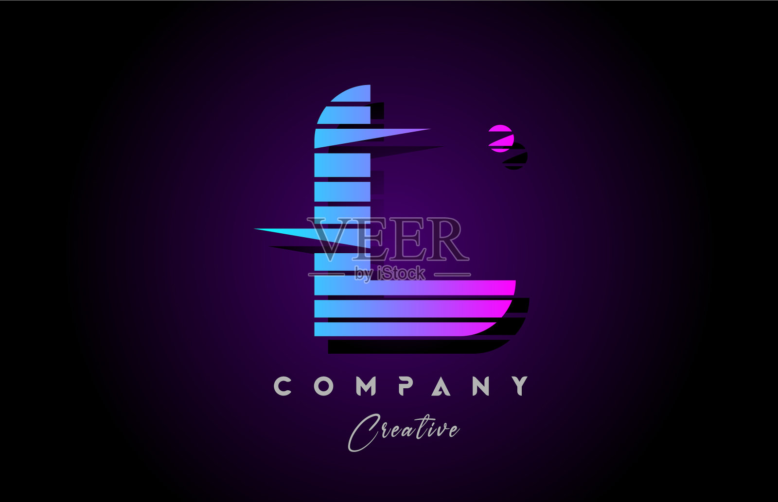 粉红色蓝色字母标志图标设计与插画图片素材