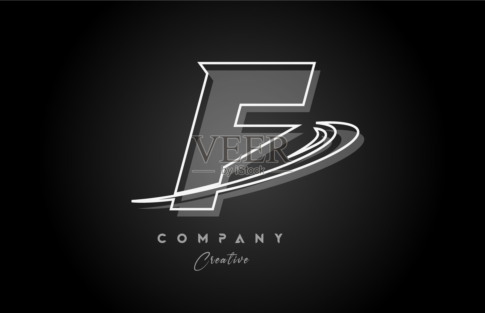 黑白f线字母标志图标插画图片素材