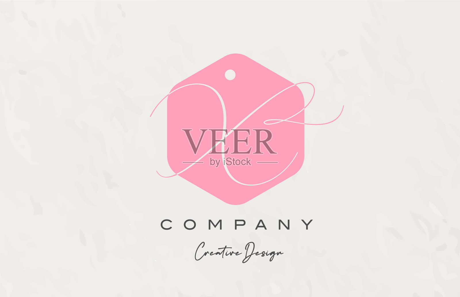 粉色多边形x字母标志图标设计插画图片素材