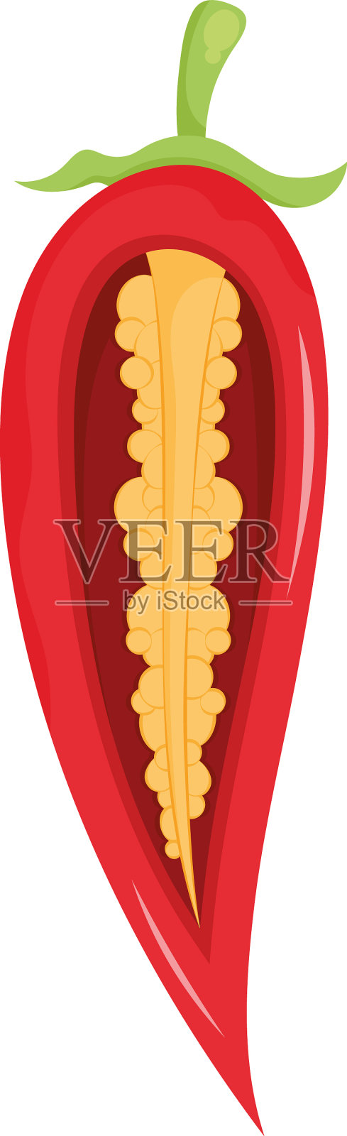 红辣椒，辣椒一半设计元素图片