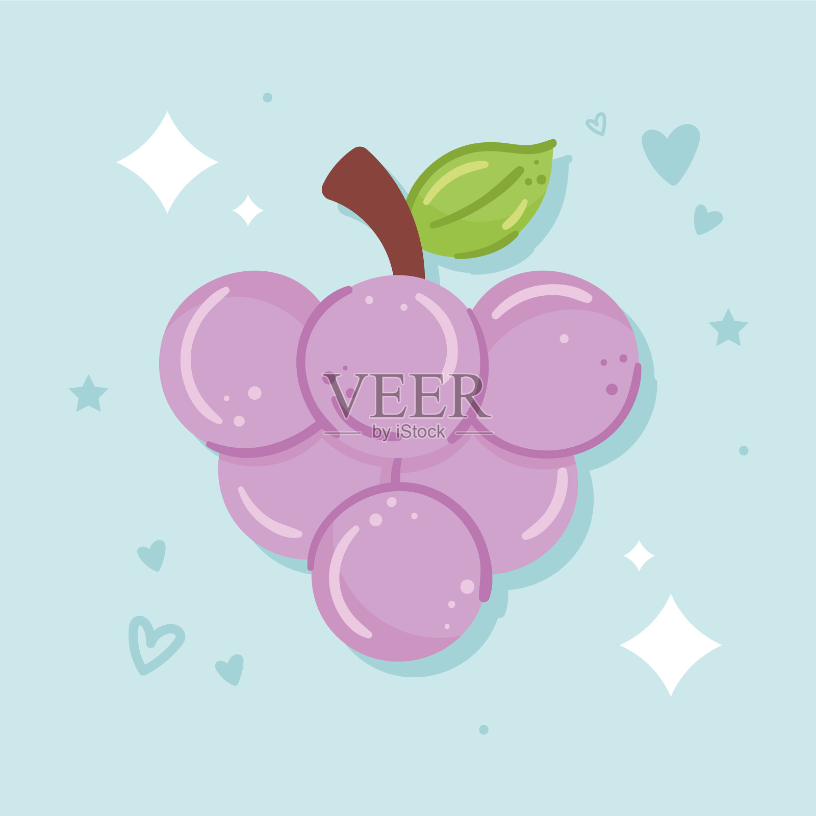 新鲜葡萄水果健康插画图片素材