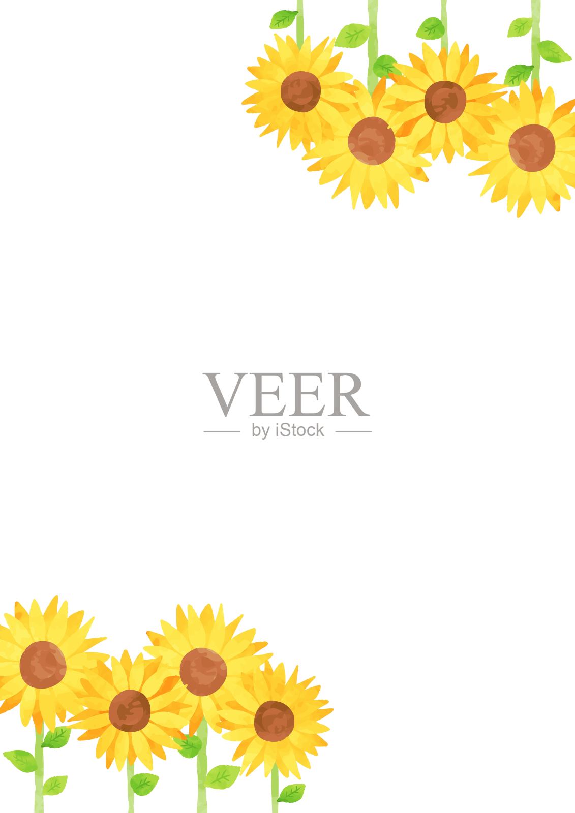 beautiful　watercolor　sunflower　background　illustration　110插画图片素材