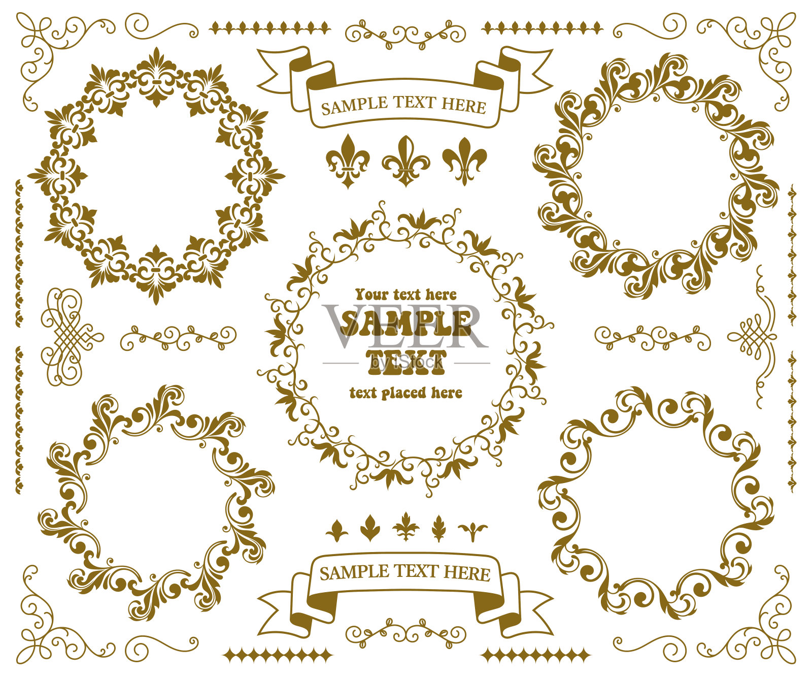 典雅的装饰设计集，矢量插画插画图片素材