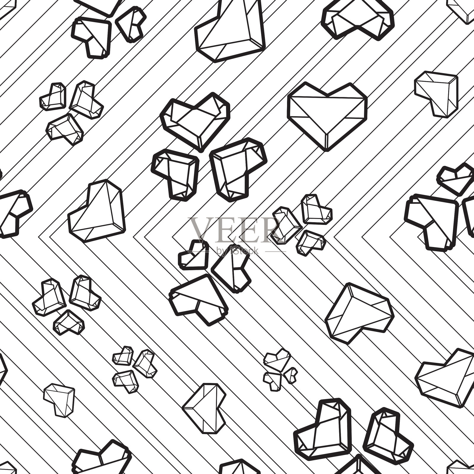 折纸心无缝表面图案设计插画图片素材