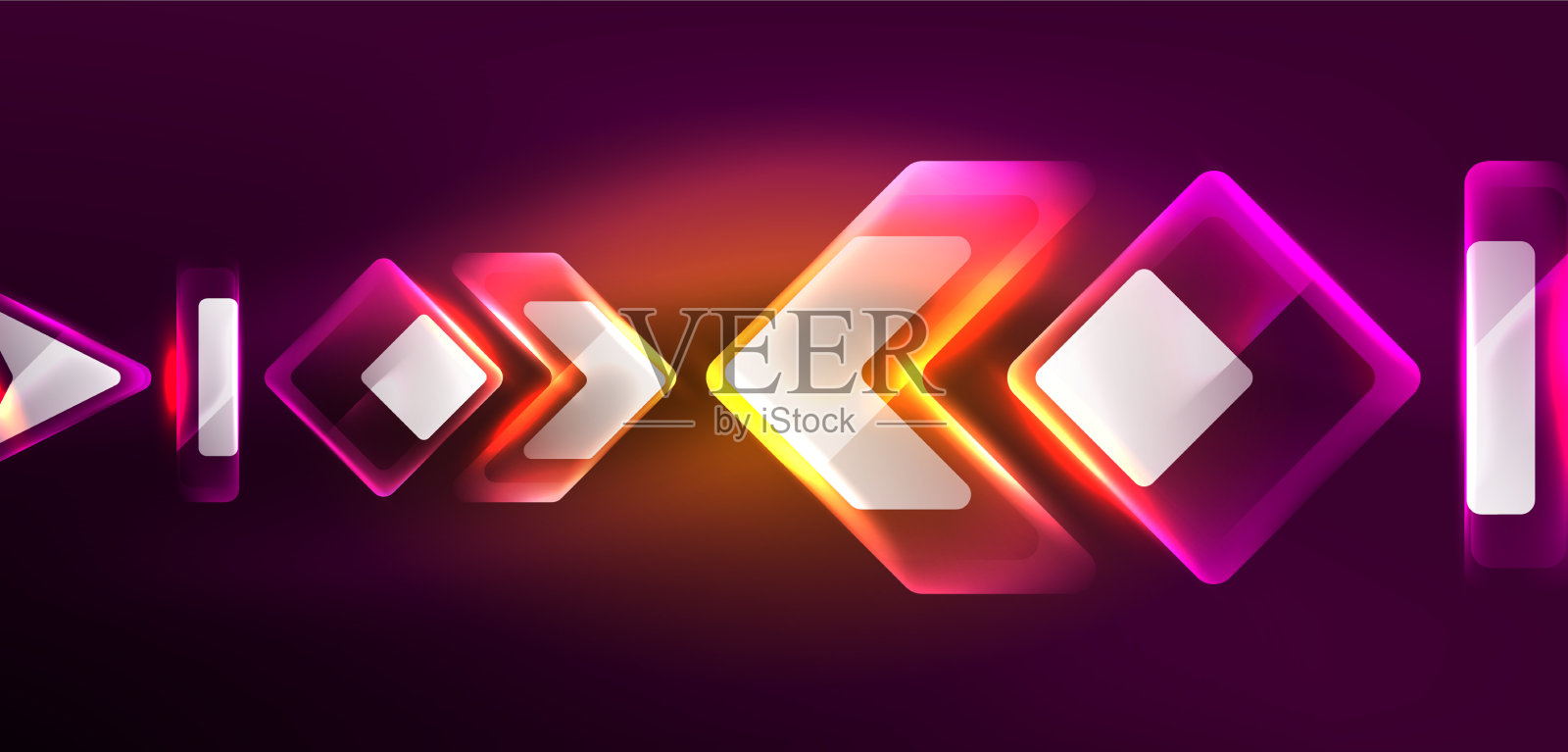 霓虹灯闪烁的科技线和高科技箭头插画图片素材