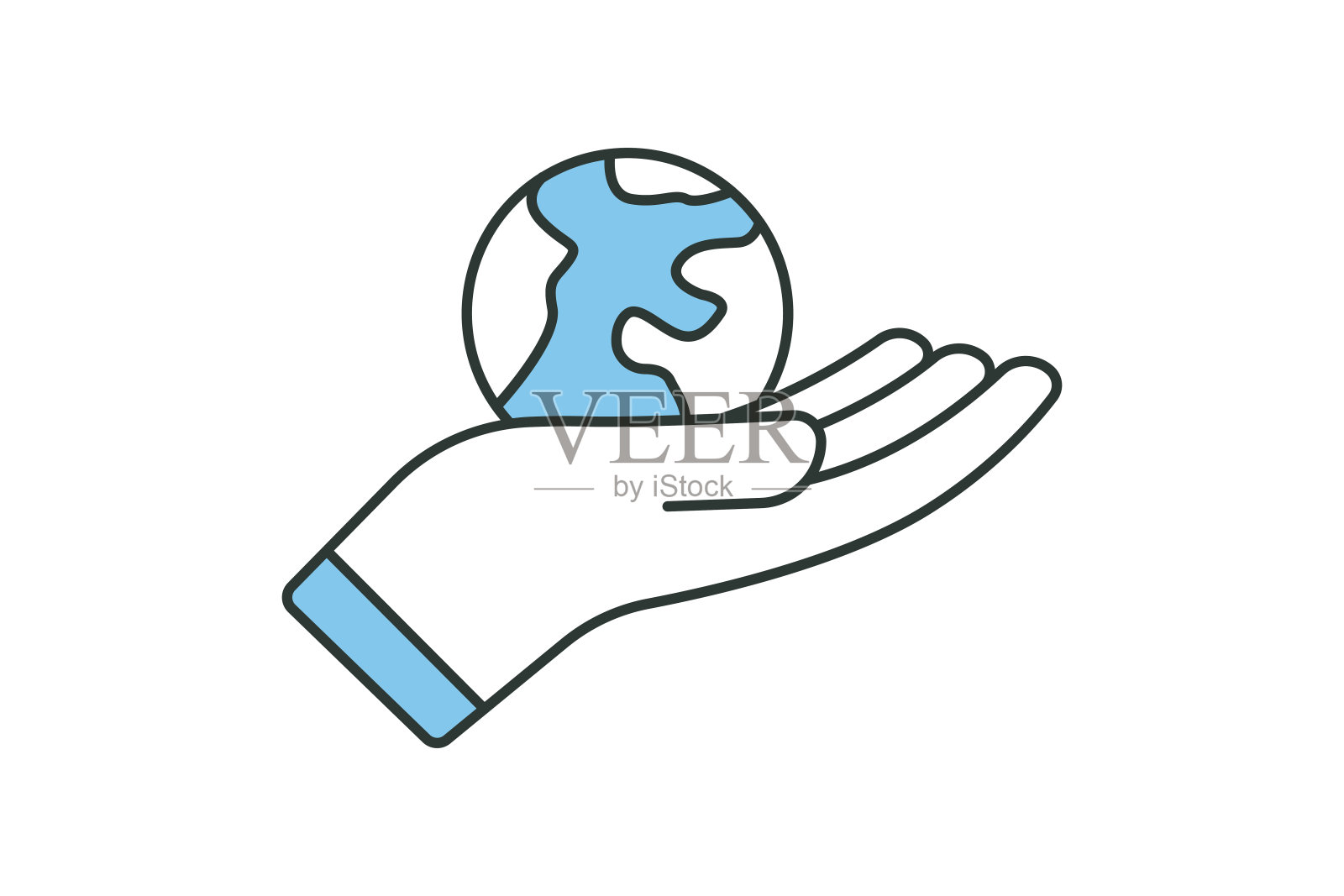 环境图标说明。手握泥土。图标与行业相关。两种色调图标风格。简单的矢量设计可编辑插画图片素材