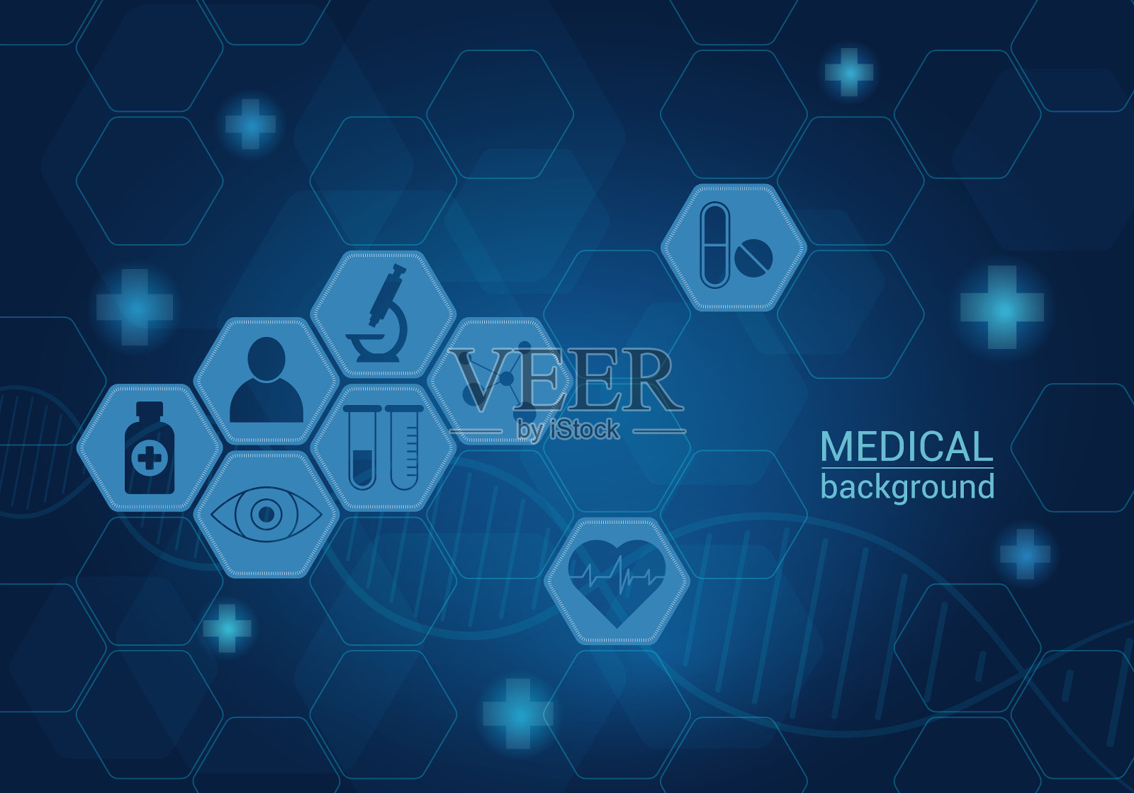 医学背景与治疗和抽象元素在八边形插画图片素材