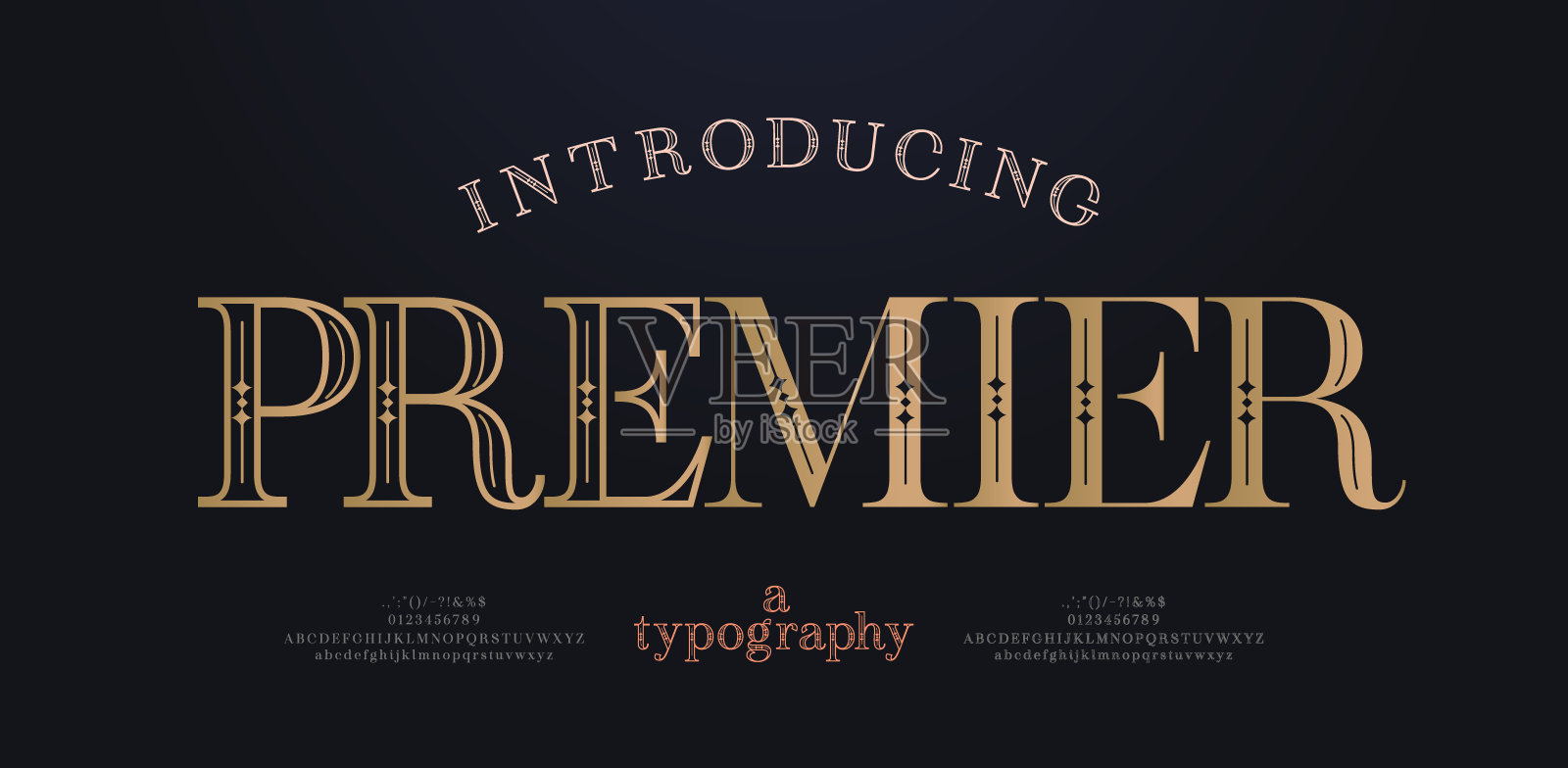 奢华的复古标志字母字体。排版优雅的经典字体衬线字体和数字装饰婚礼复古概念的标志品牌。矢量图插画图片素材