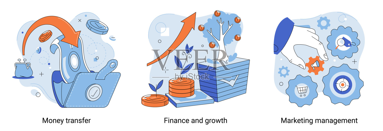 资金转移隐喻，金融与增长，营销管理，商业主题插图集插画图片素材