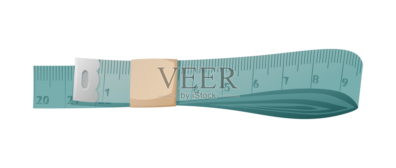 缝纫卷尺在一个孤立的背景。裁缝工具的矢量插图。缝纫服装，女裁缝，时装设计师，工作室。插画图片素材