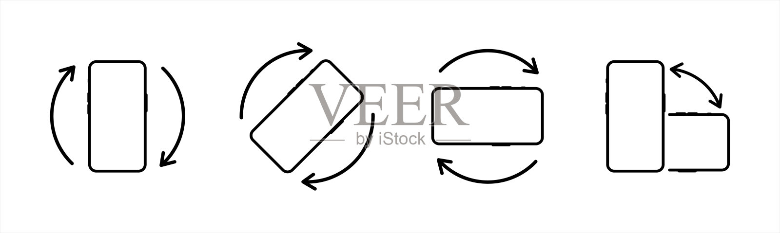 旋转手机。设备旋转符号。转动你的设备。旋转智能手机，图标设置矢量插图的网站或移动应用程序。矢量10 eps。图标素材