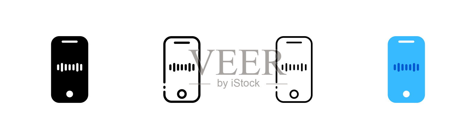 声音。不同的风格，颜色，设备声音。矢量图标。图标素材