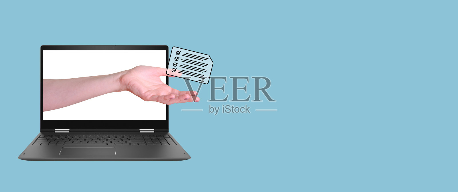 网上调查，问卷。抽象拼贴，现代技术。照片摄影图片