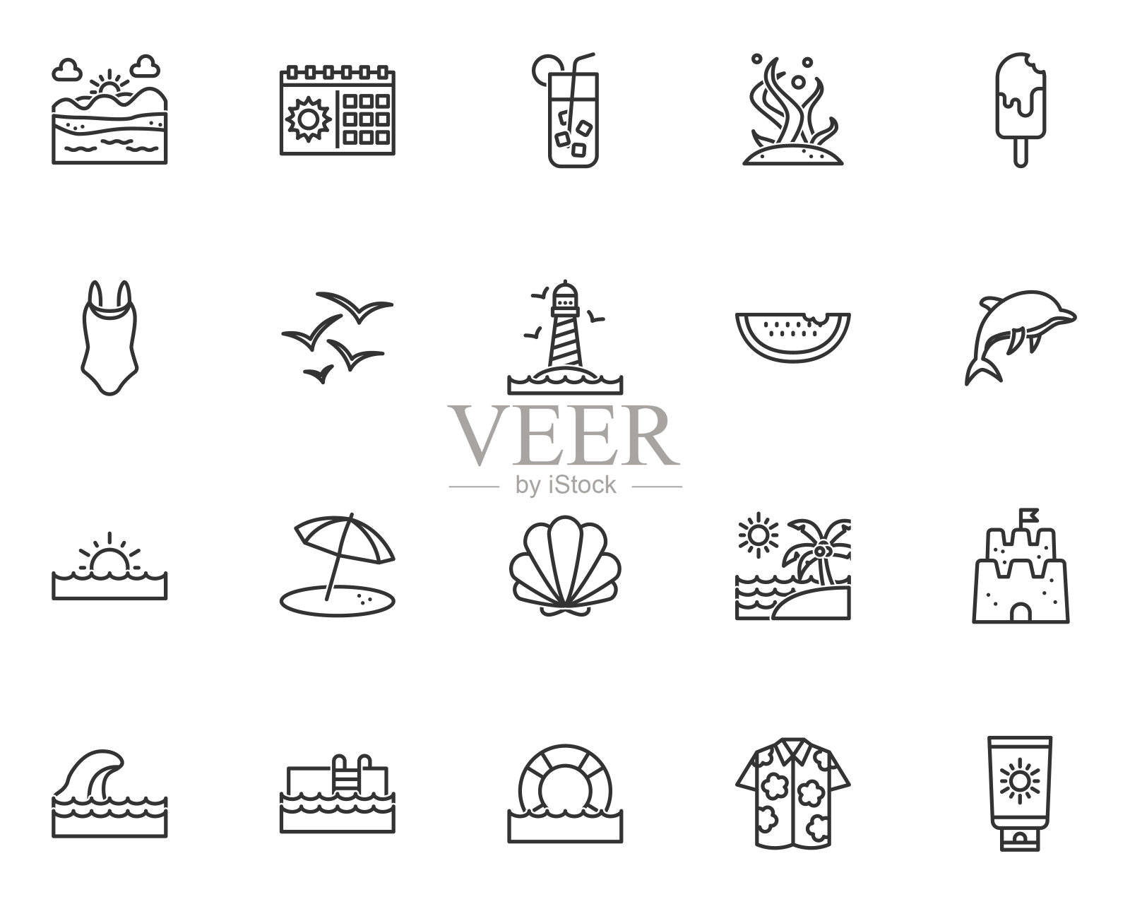 夏天的图标，热，假期，季节，图标素材