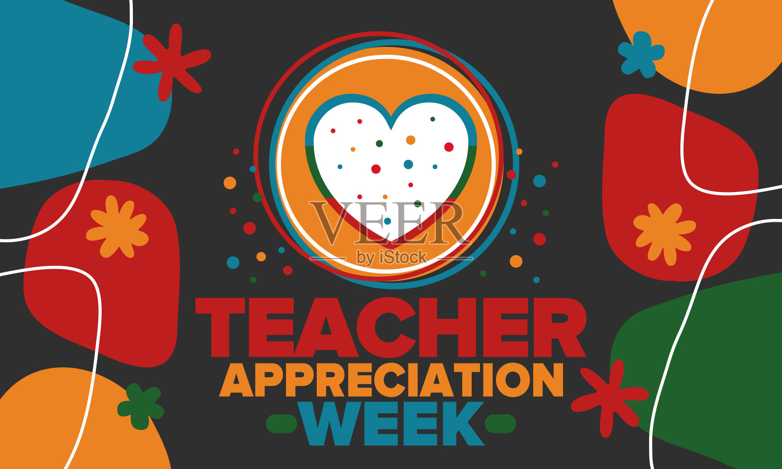 美国的教师感恩周。每年五月庆祝。为了纪念那些辛勤工作，教育我们孩子的老师们。学校和教育。学生学习理念。矢量图插画图片素材