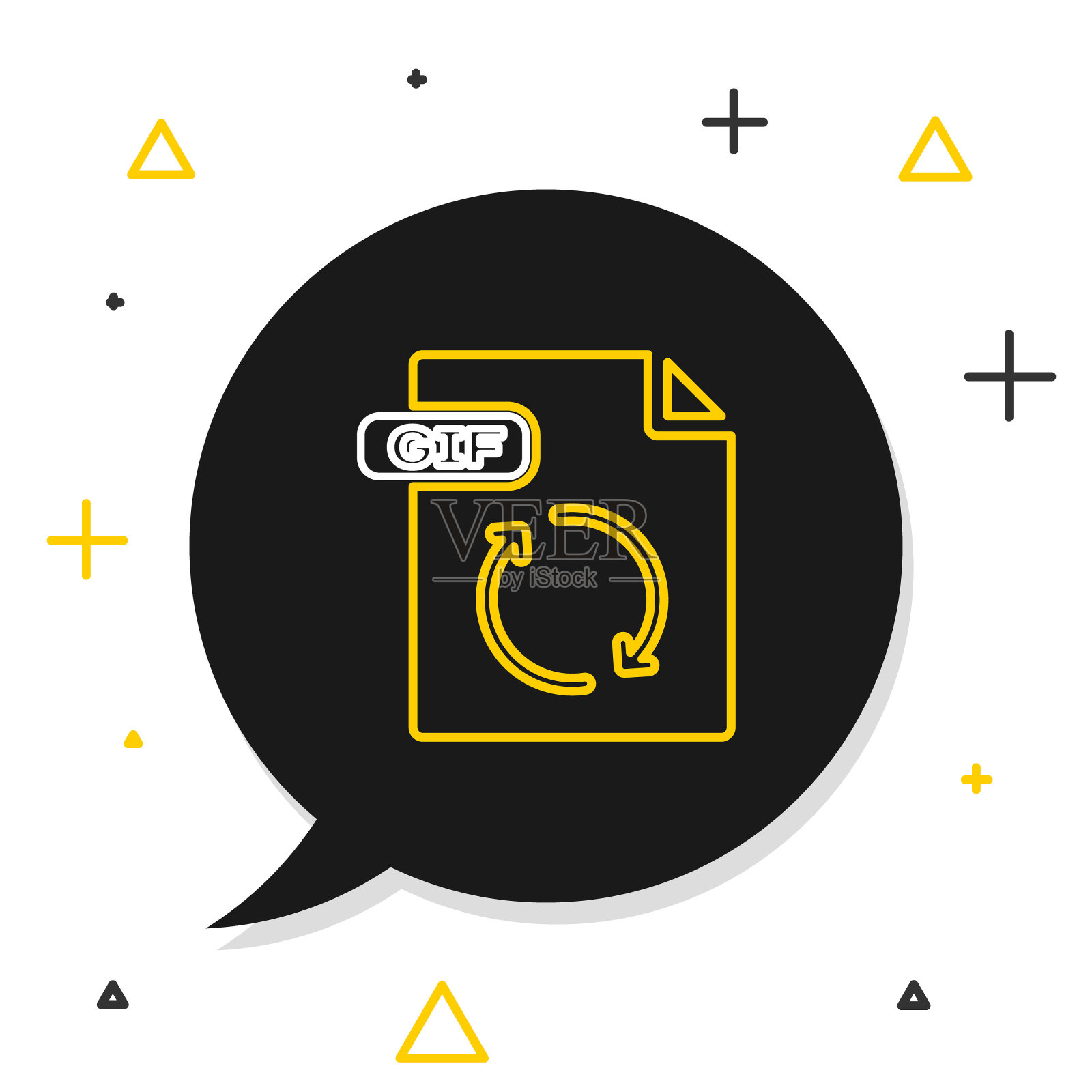 行GIF文件文档。下载孤立在白色背景上的gif按钮图标。GIF文件符号。彩色轮廓概念。向量插画图片素材