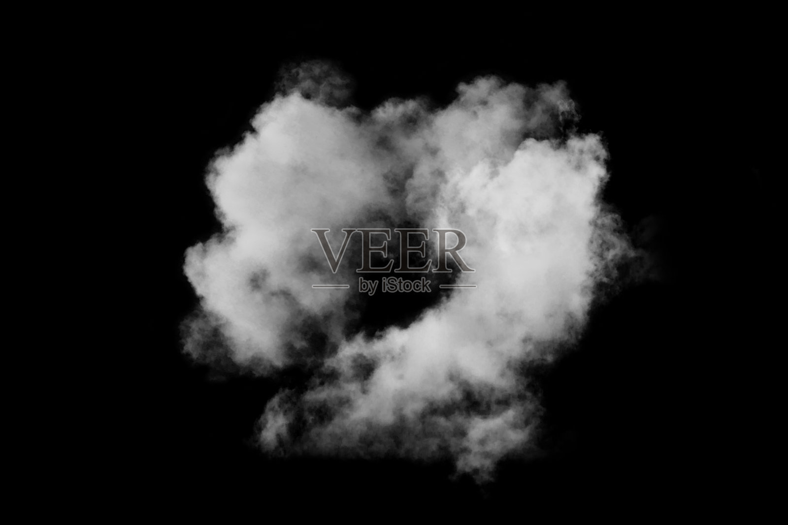 云隔离在黑色背景，纹理烟，抽象黑色照片摄影图片