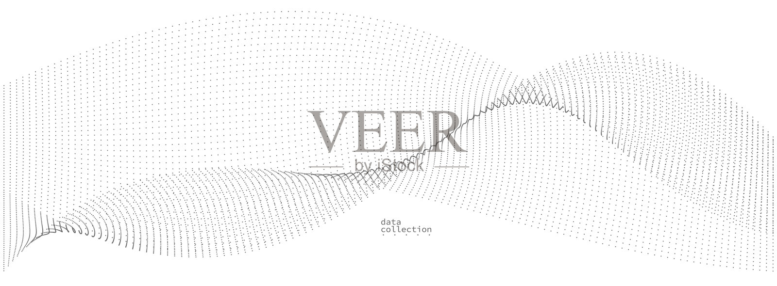 浅灰色抽象背景，流动粒子的矢量波，运动中的点的曲线线，技术和科学主题，轻松的未来主义插图。插画图片素材