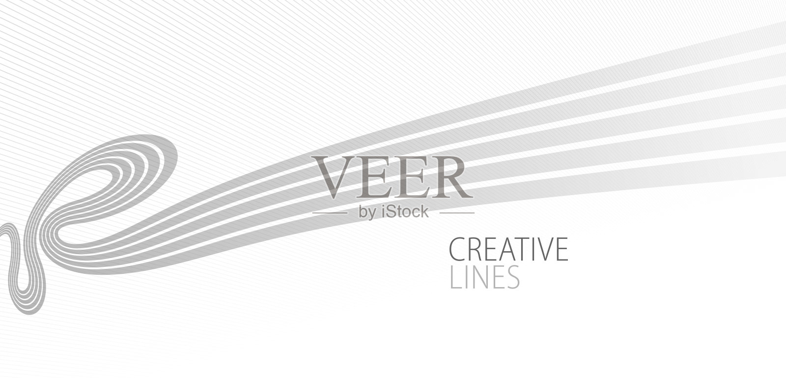 透视矢量抽象背景中的线条在浅灰色和白色单色，三维条纹平滑梯度和波浪运动。插画图片素材