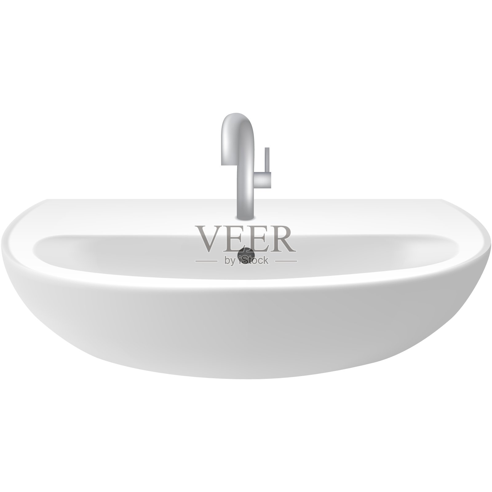 现实水槽与自来水矢量水盆图标插画图片素材