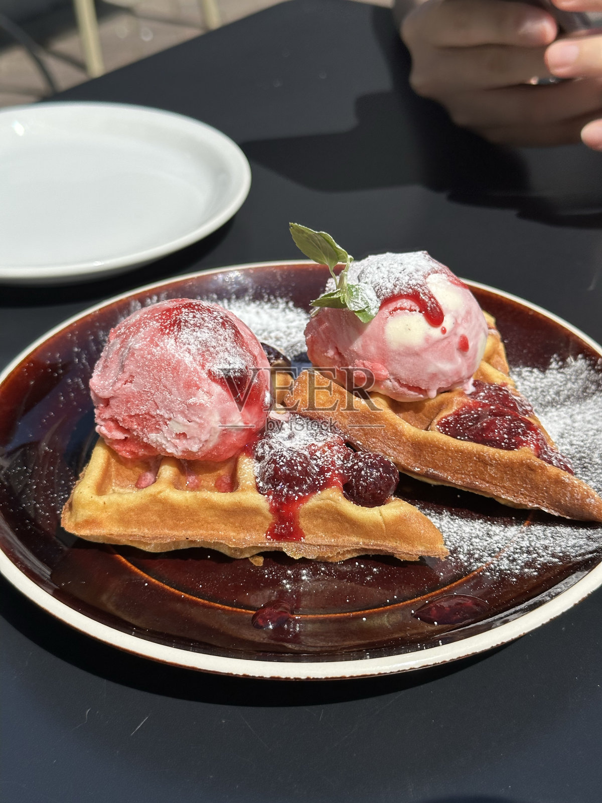 香草浆果华夫饼照片摄影图片