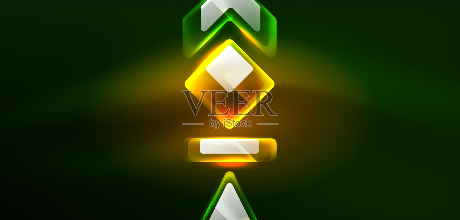 霓虹灯闪烁的科技线和高科技箭头插画图片素材