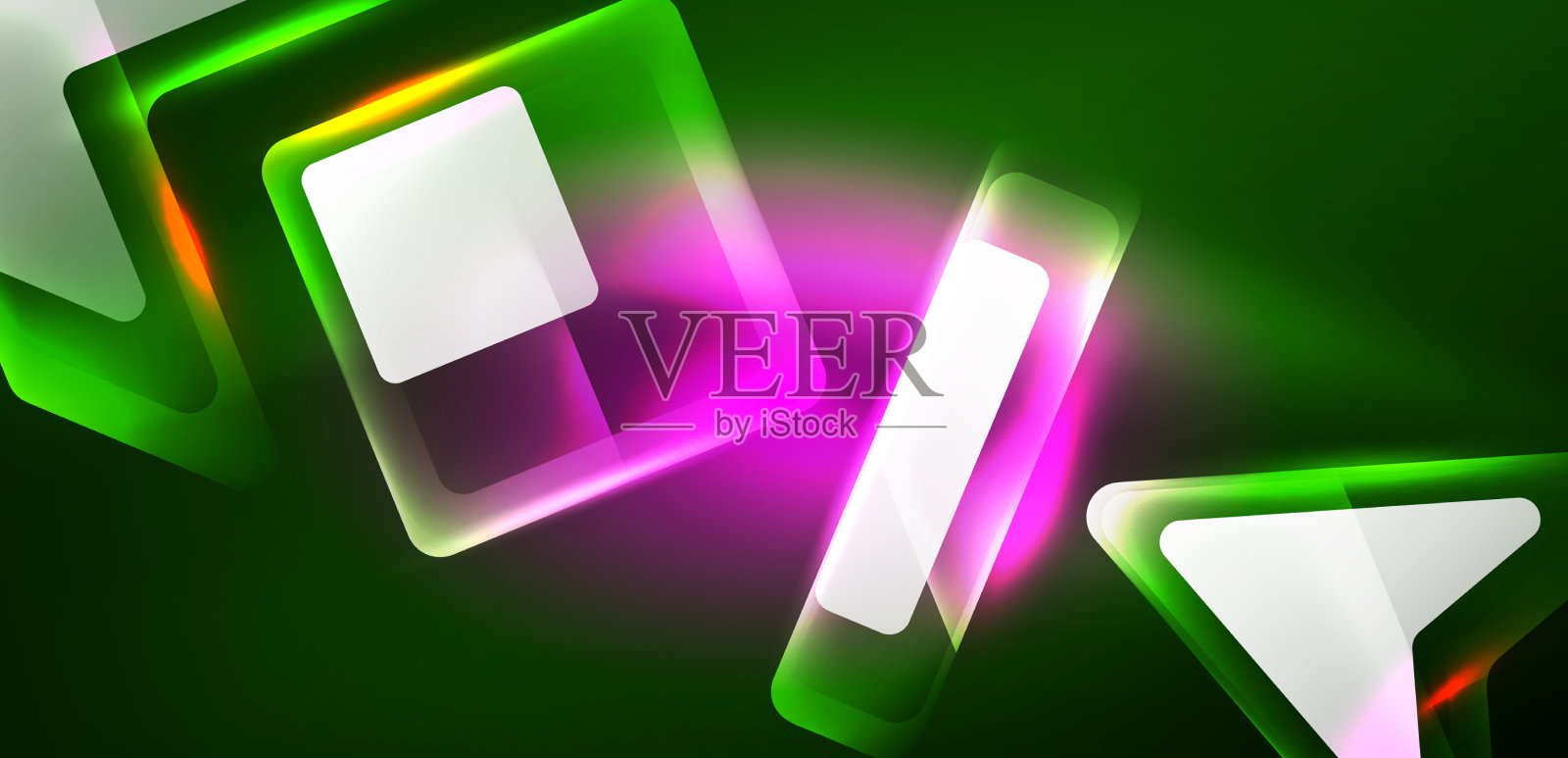 霓虹灯闪烁的科技线和高科技箭头插画图片素材