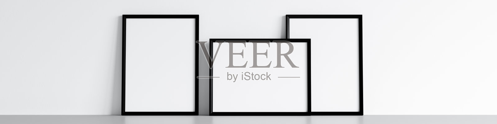 极简主义框架横幅模型，黑色框架照片摄影图片