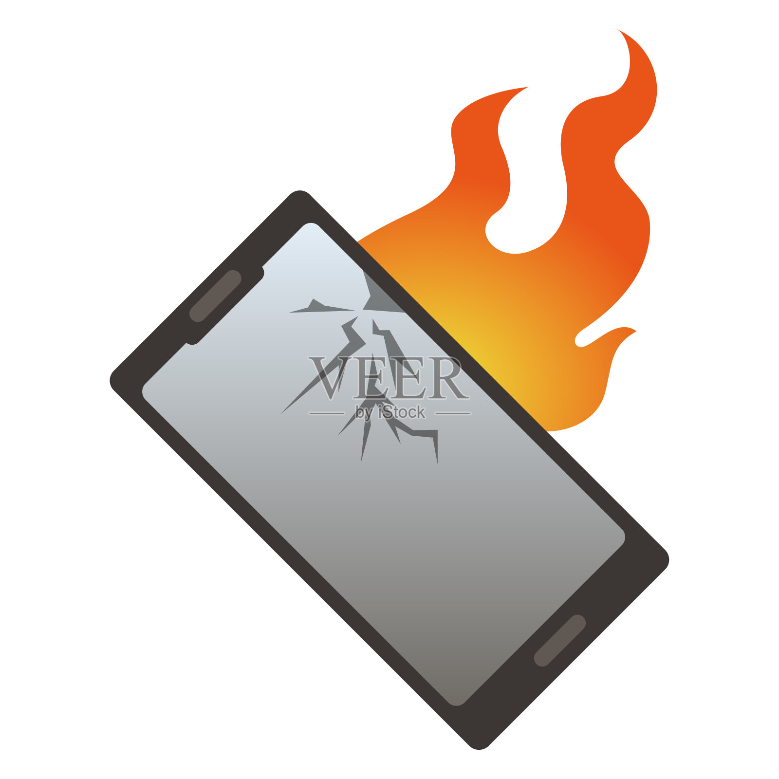 智能手机着火的矢量插图插画图片素材