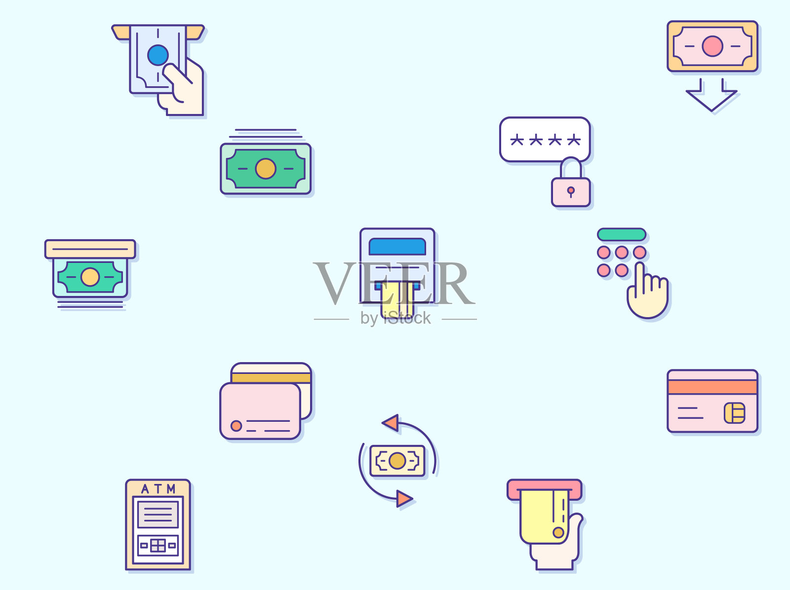 一个atm元素的矢量插图。插画图片素材