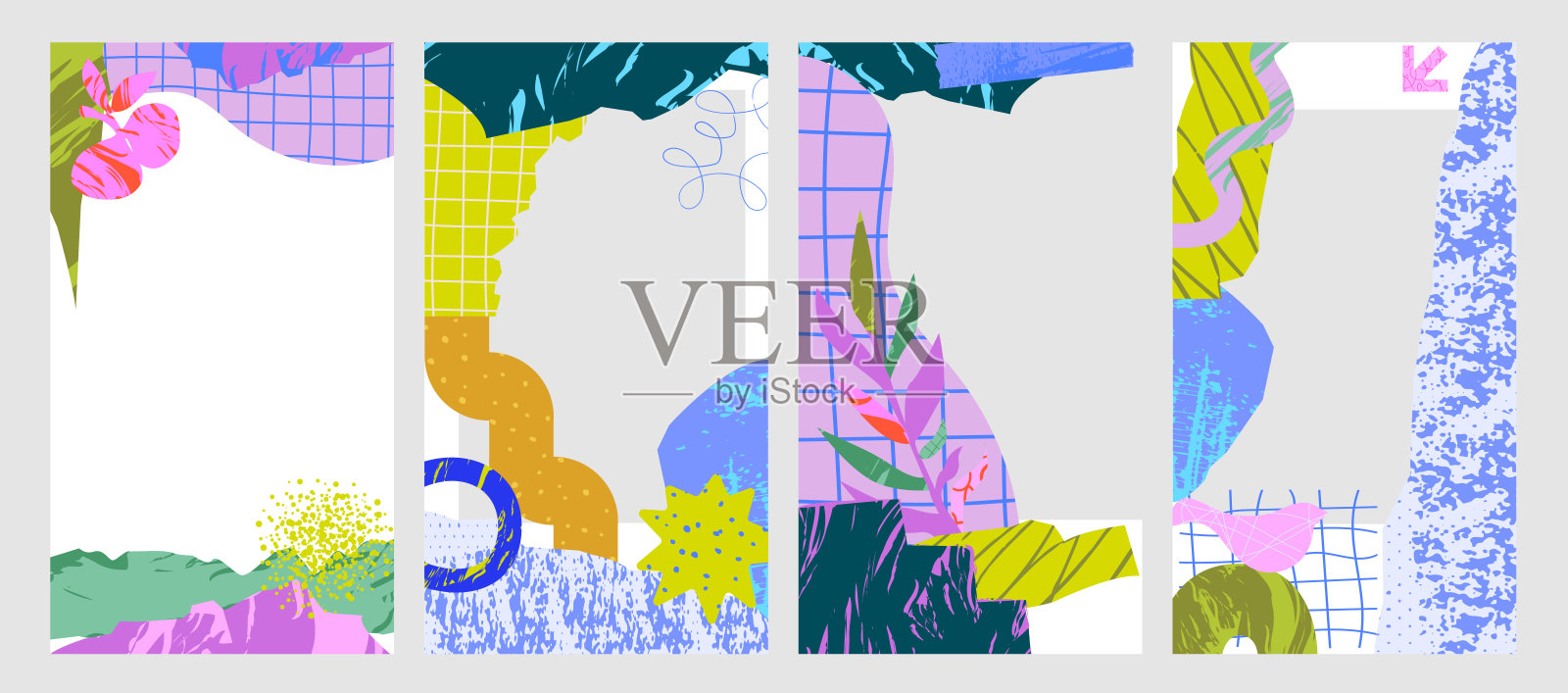 社交媒体模板与phoyo空间。插画图片素材