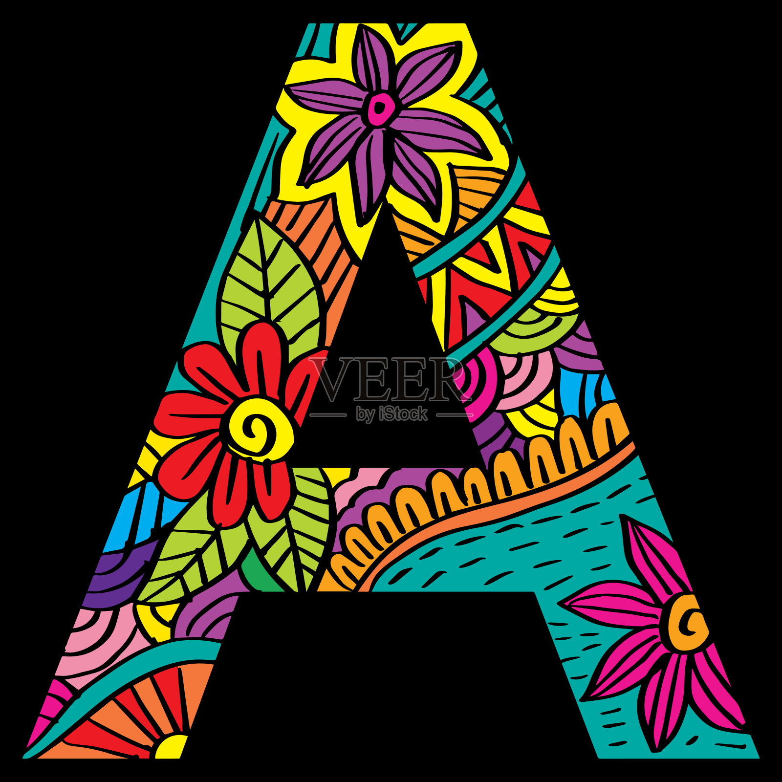 手绘涂鸦字母A插画图片素材