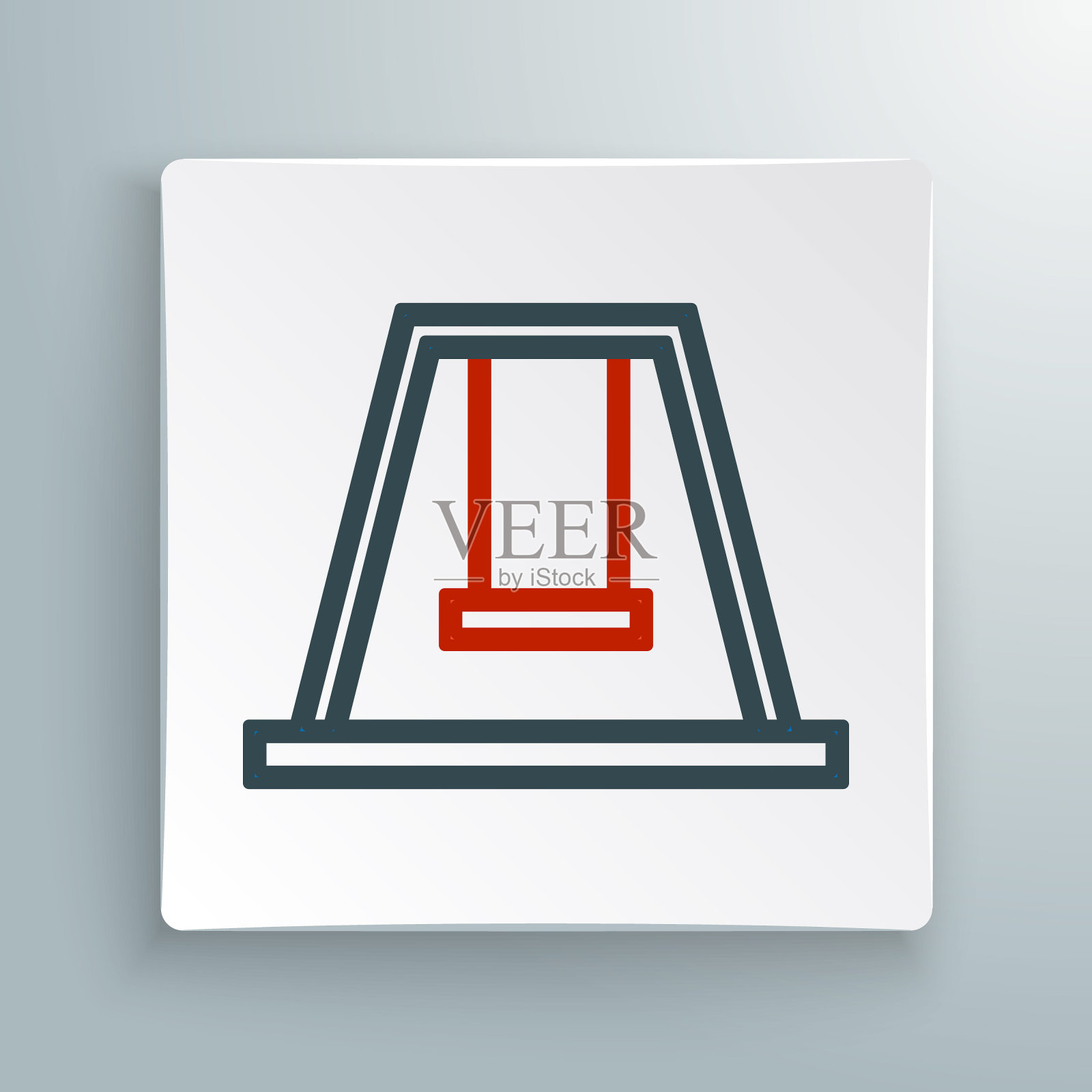 线秋千儿童夏季游戏在操场图标孤立的白色背景。户外娱乐设备。彩色轮廓概念。向量图标素材