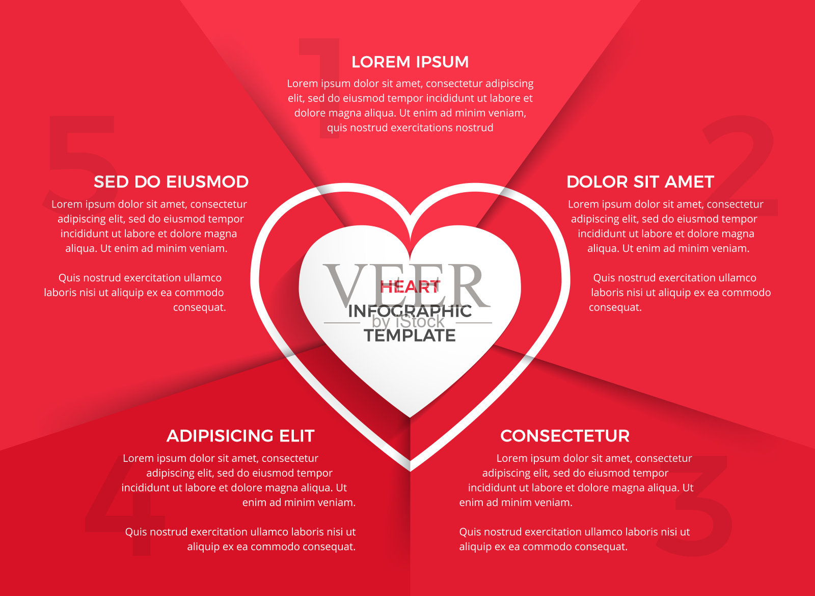 心脏信息图与5个元素插画图片素材