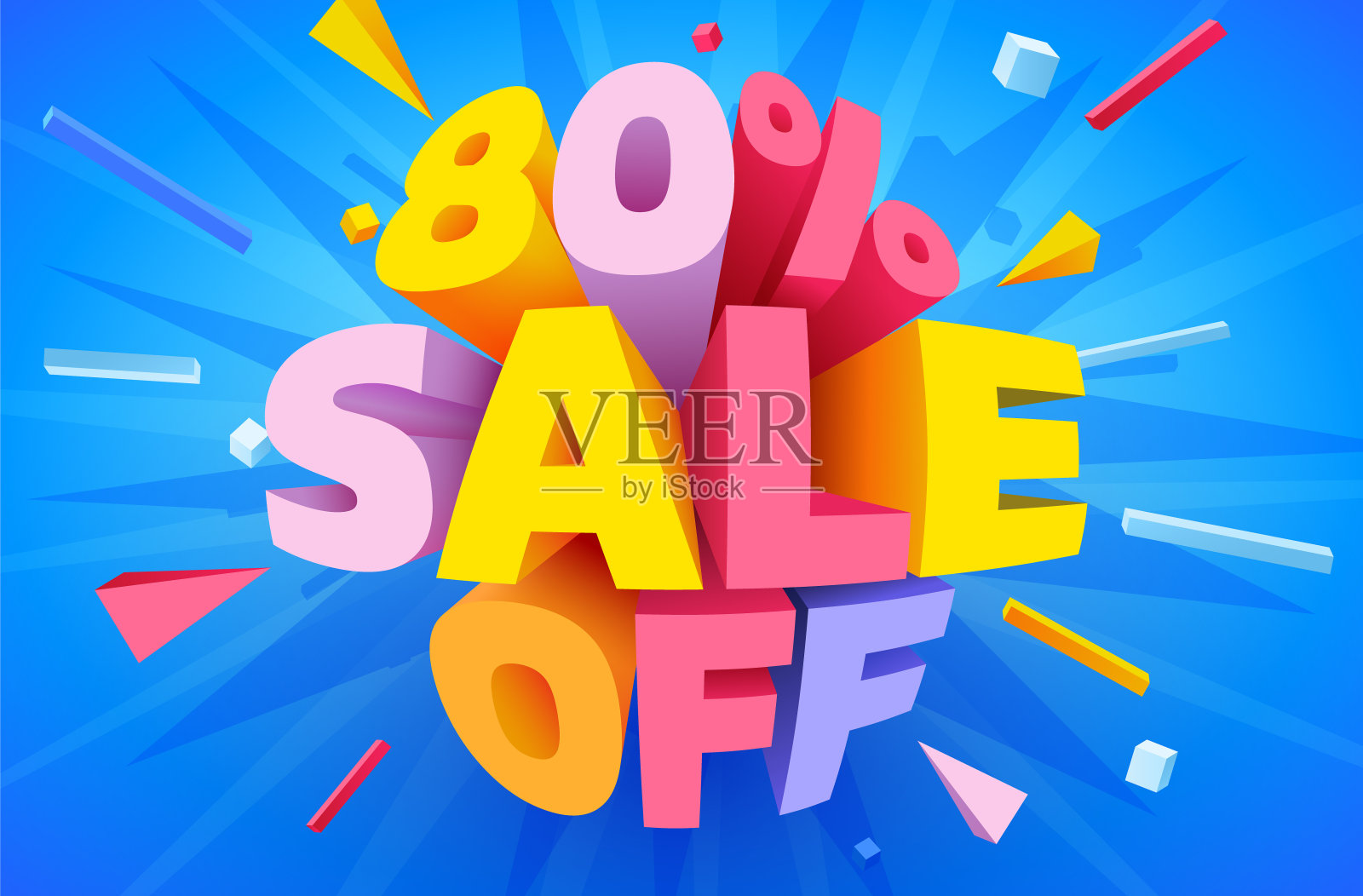 八折。打折创意作文。大型销售。插画图片素材