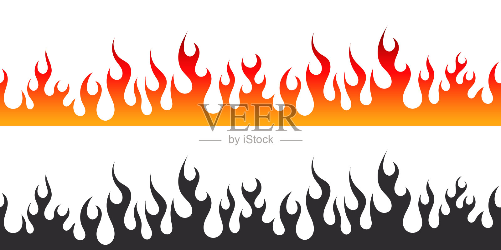 火的火焰。画火焰。卡通篝火。黑色和红色的火焰。矢量可缩放图形插画图片素材