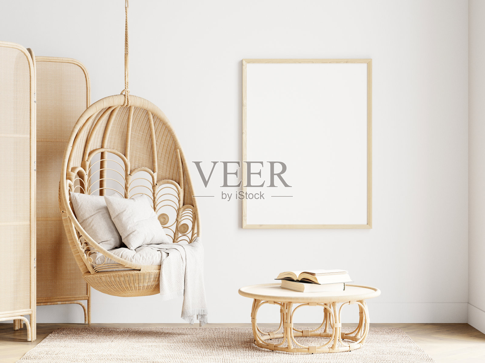 模型框架在波西米亚客厅内部照片摄影图片