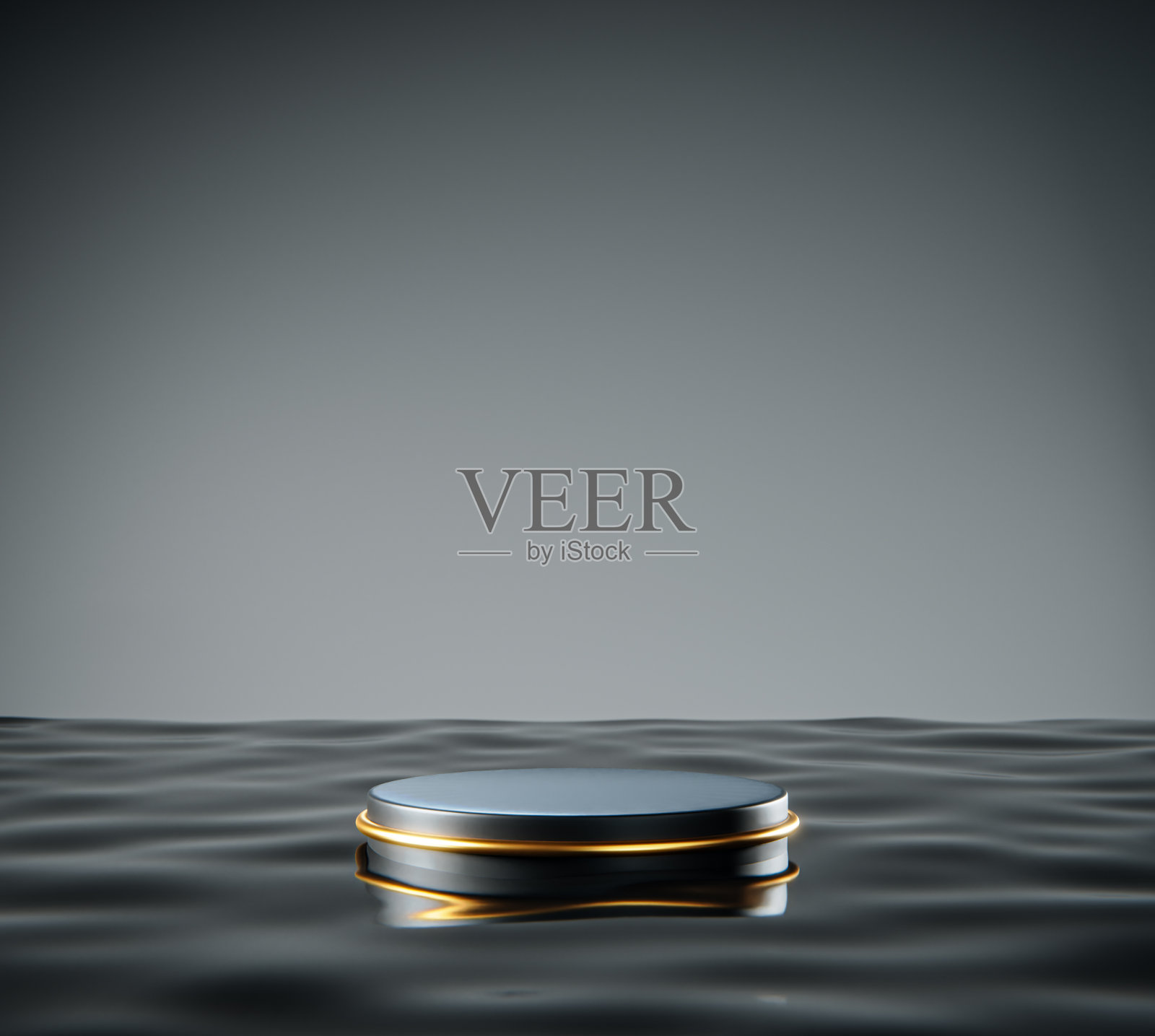 黑色未来主义广告平台3D插图。照片摄影图片