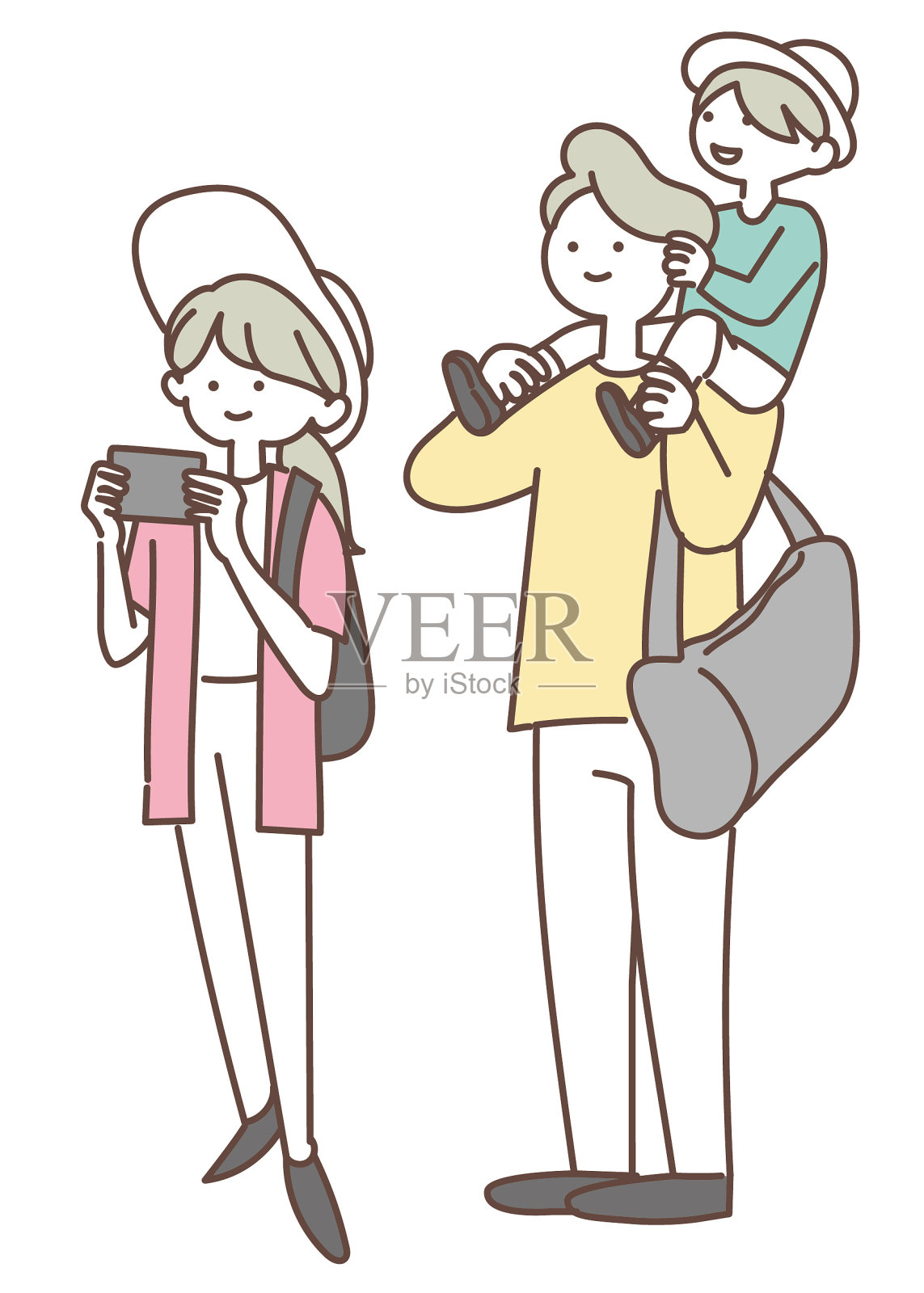 一家人要去旅行插画图片素材