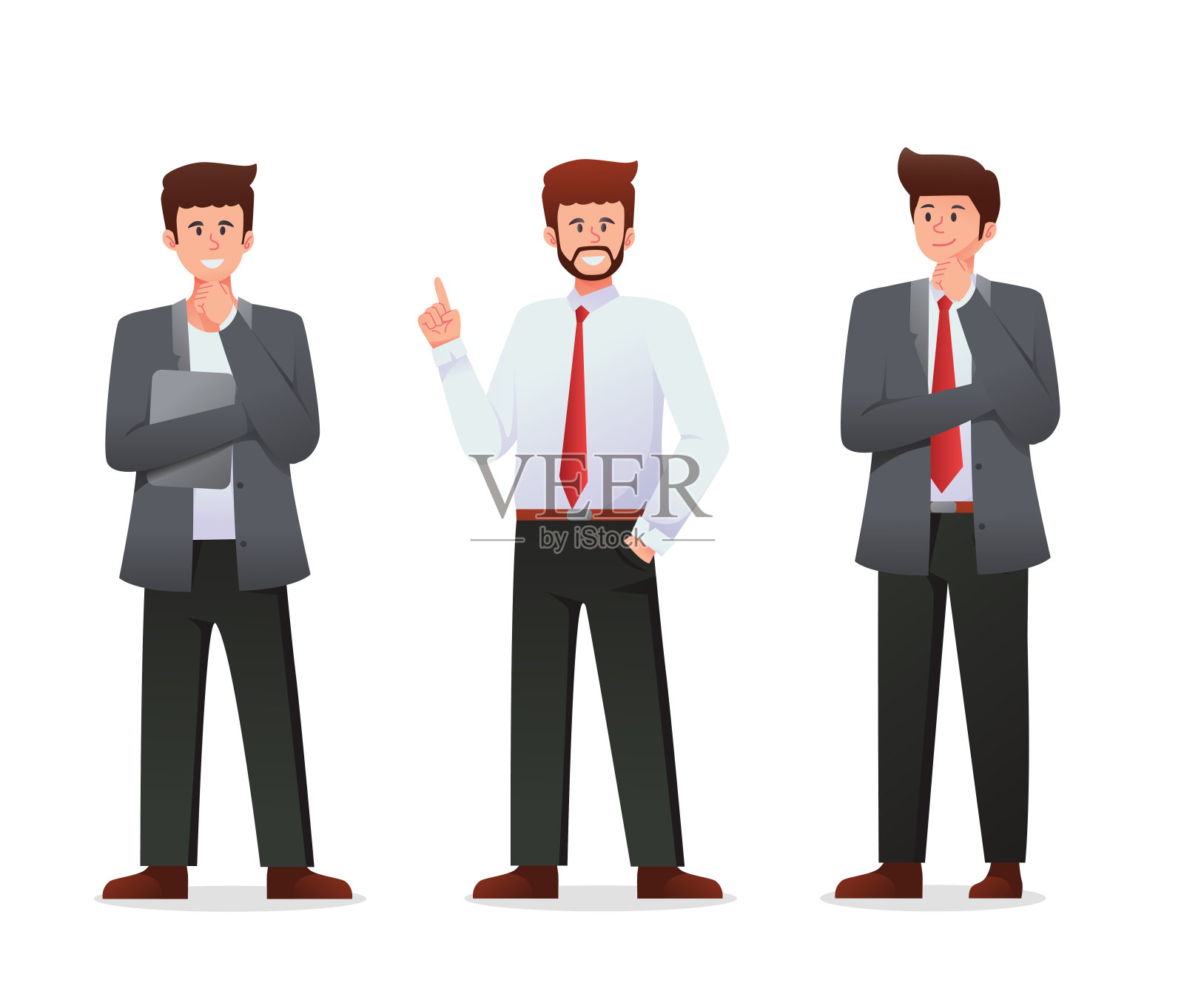 一组西装男子。商人矢量图插画图片素材