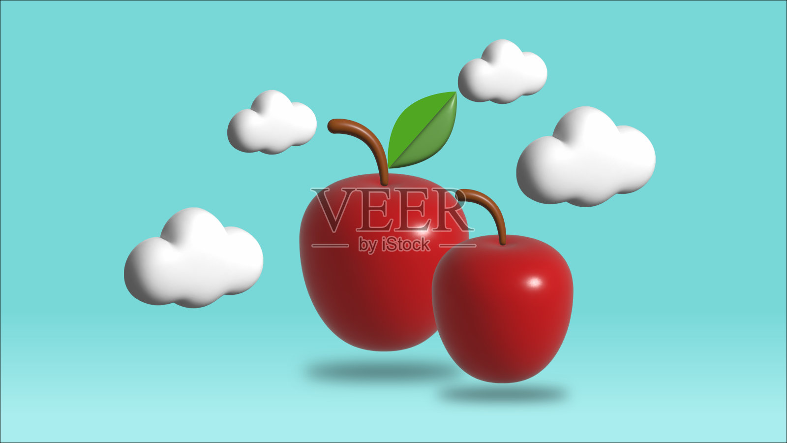 3d可爱的水果与云照片摄影图片