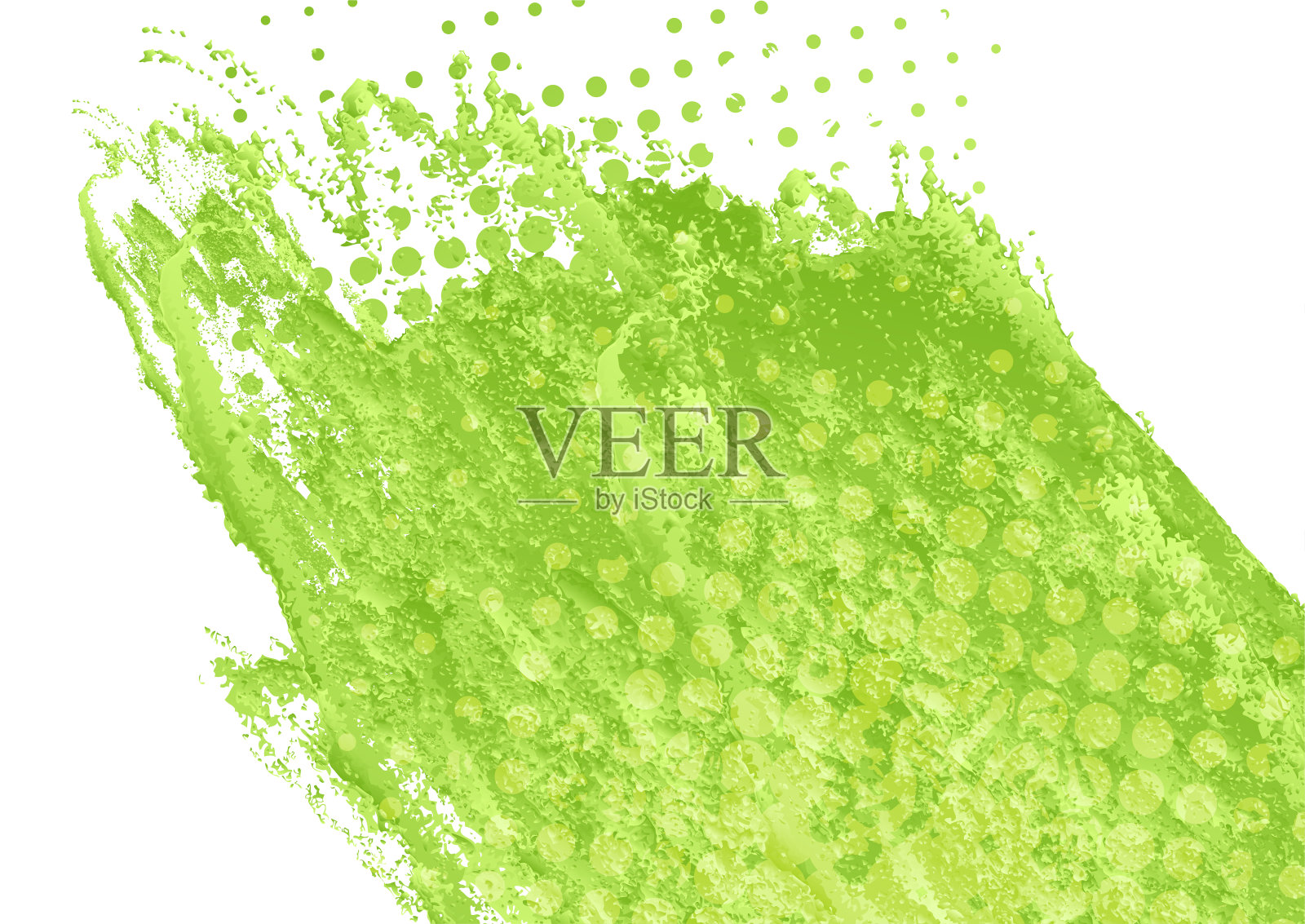 明亮的绿色抽象污渍和半色调的背景插画图片素材