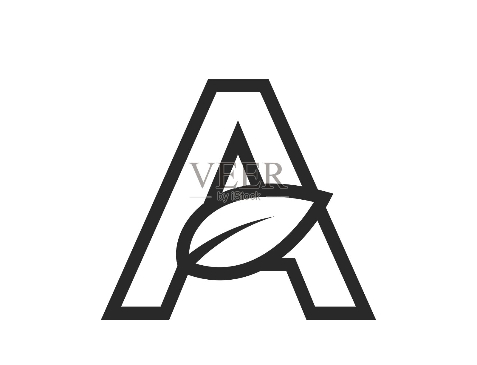 用叶子把字母a对齐。创意生态标志。自然与环境设计元素插画图片素材
