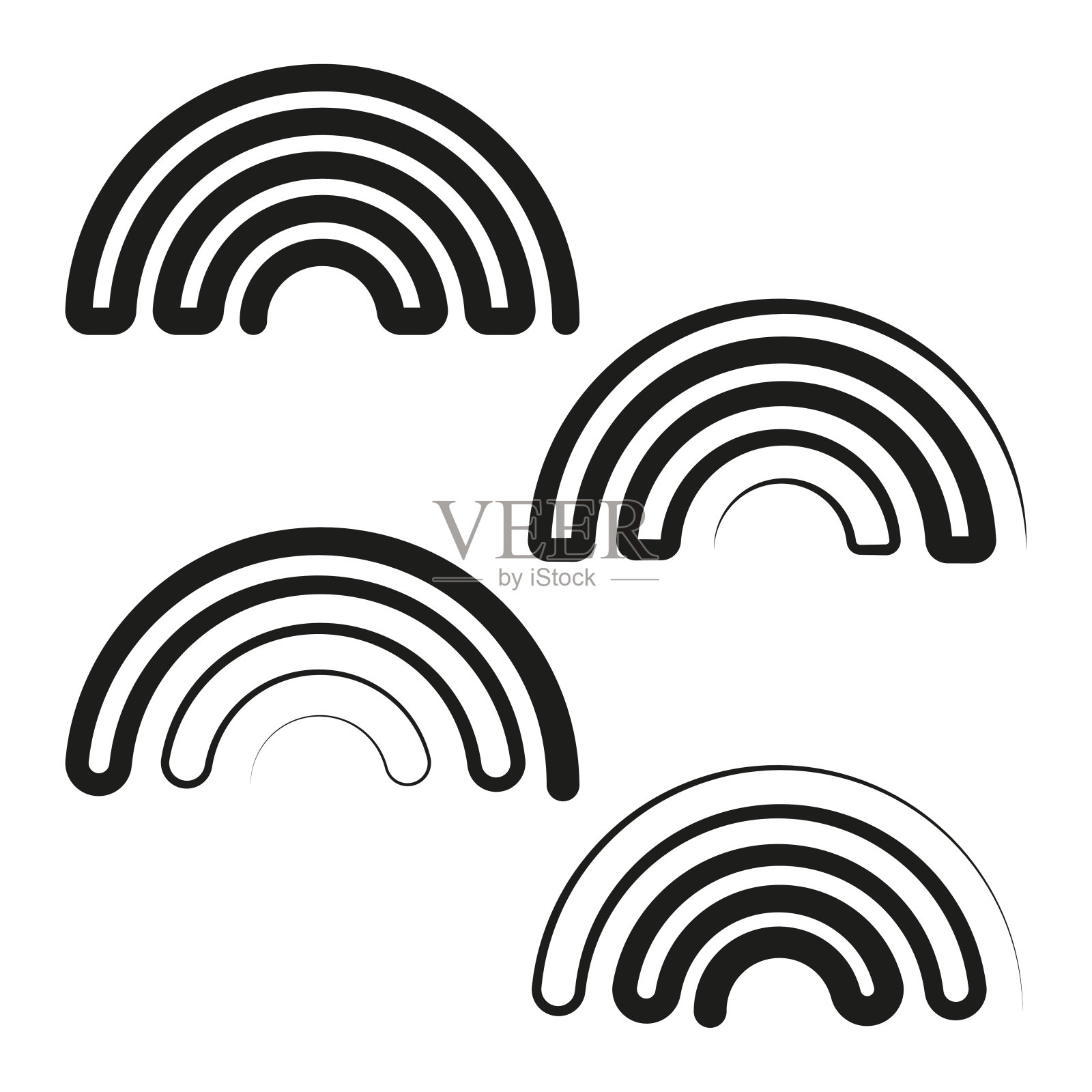 由平行曲线构成的图形、图标、符号。弧度，弯曲线条元素。矢量插图。插画图片素材