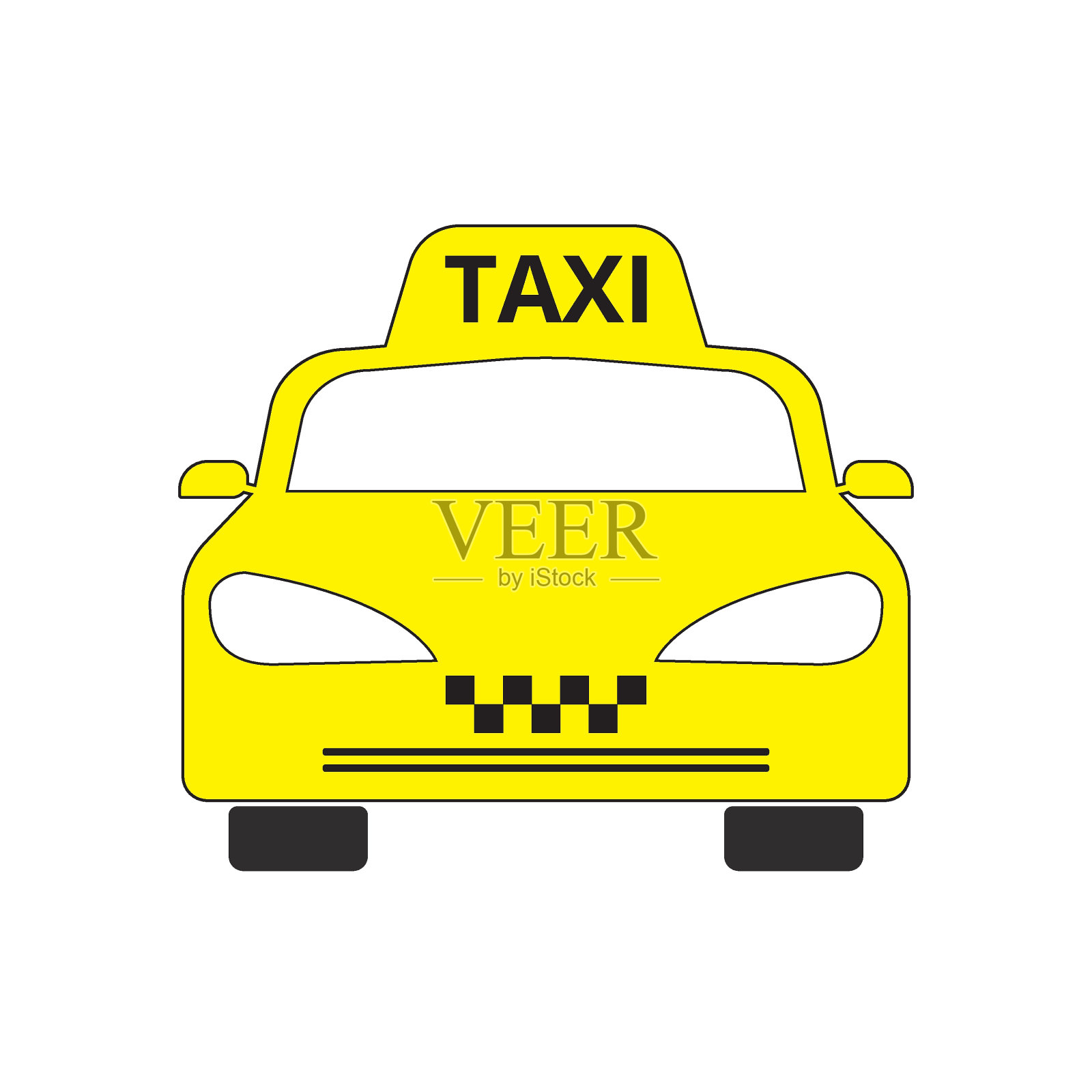 出租车标志图标，白色背景上的颜色插画图片素材