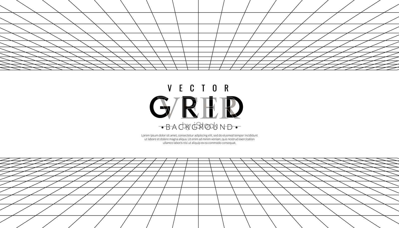 白色背景上的抽象透视网格。3d线框房间概念。平面矢量平面设计风格。插画图片素材