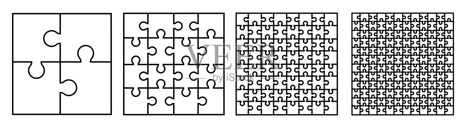 设置拼图块，模板拼图拼图隔离，拼图网格集合矢量插画图片素材