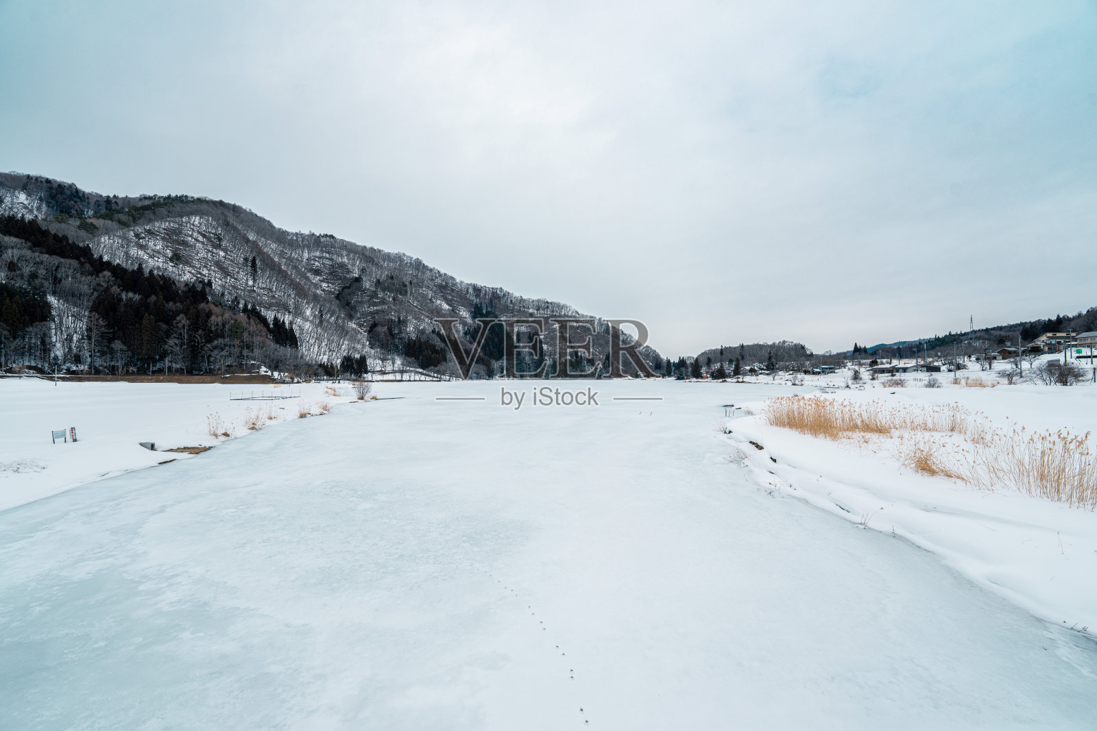 日本长野县的冬季景象照片摄影图片